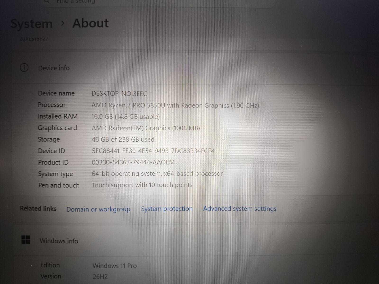 Lenovo ThinkPad T14 Gen 2 14" FHD IPS Touch 500 Nit Ryzen 7 PRO 5850U, 16GB, 256GB SSD, 10% Nuospaudos ekrane - Image 4