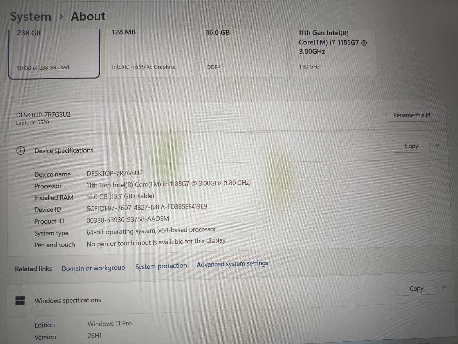 Latitude 5520 15.6 FHD IPS i7-1185G7 16GB 256GB SSD 24% - Image 3